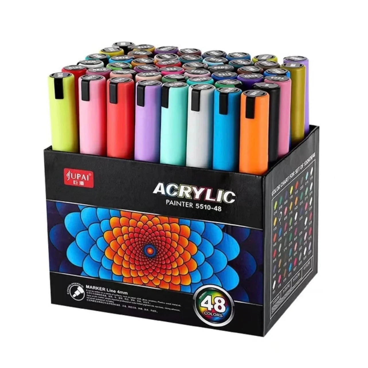 JUPAI ACRYLIC 48 COLORS Marker line 4mm / أقلام تحديد أكريليك JUPAI – 48 لونًا، عرض الخط 4 مم