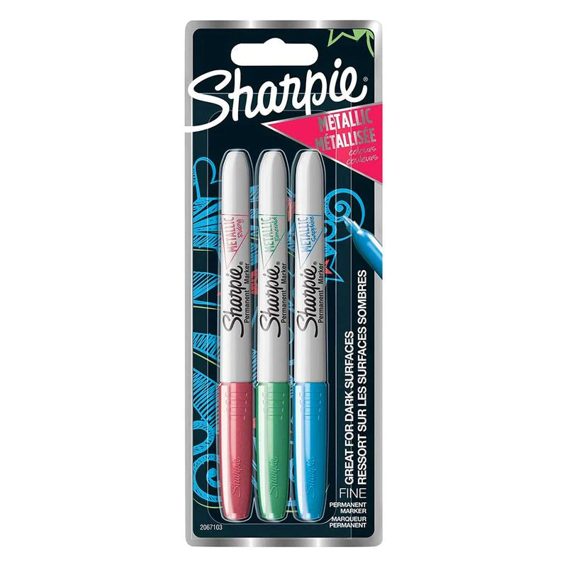 Sharpie METALLIC Fine Permanent Marker 3 pcs / أقلام شاربي معدنية دائمة رفيعة (عدد 3)
