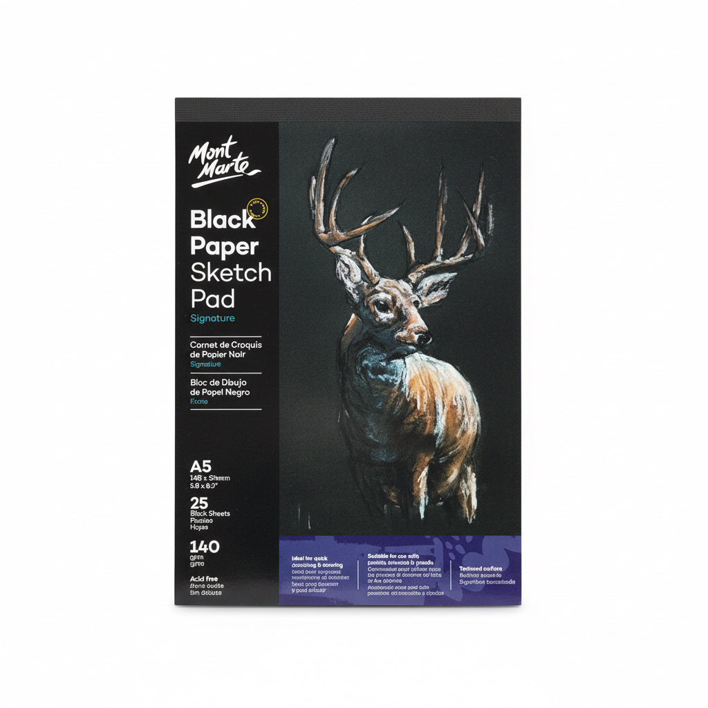 Mont marte Black paper sketch pad 140 gm² / مونت مارت دفتر سكتش ورق أسود 140 جم/م²
