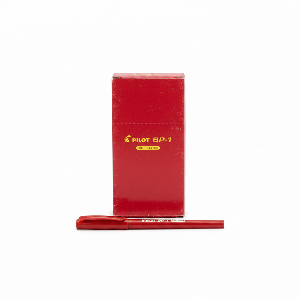 PILOT BP-1, MEDIUM 1.0 BALL POINT PEN 1 Dz. Red / قلم حبر جاف بايلوت BP-1 مقاس متوسط 1.0 عدد 1 دزينة احمر