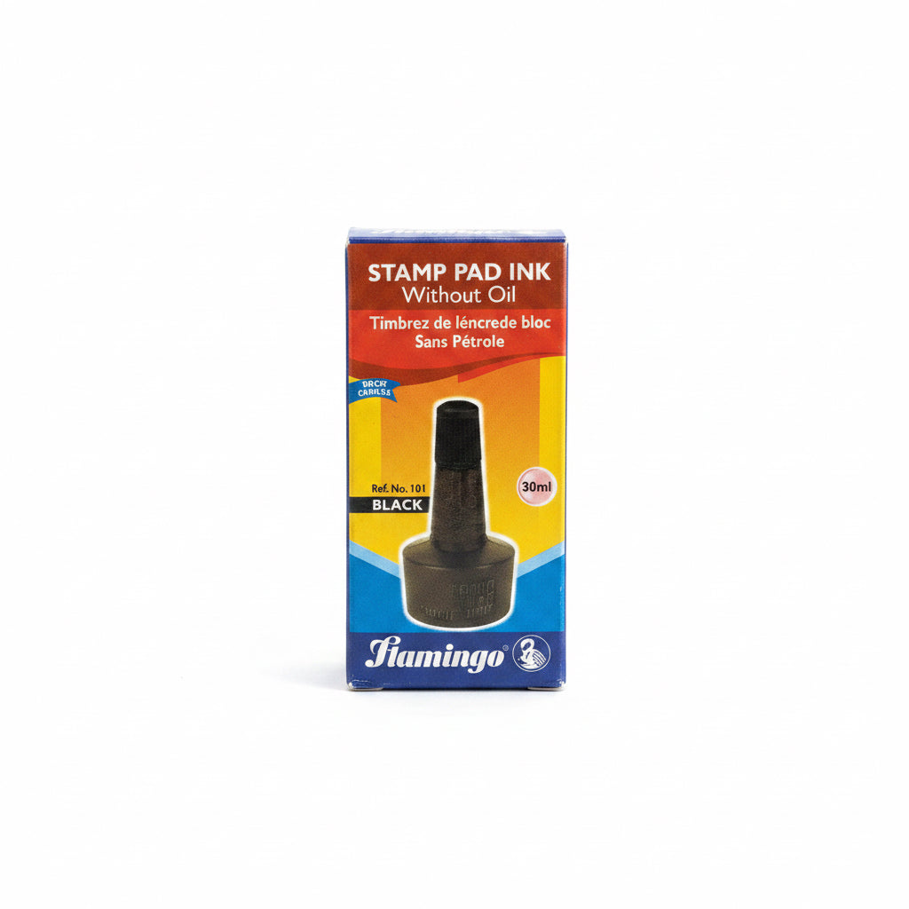 Flamingo STAMP PAD INK Without oil Black 30ml / فلمنجو – حبر وسادة ختم بدون زيت أسود 30 مل