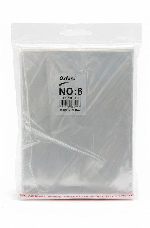 Clear self-sealing plastic bags 100 pcs No.6 / أكياس بلاستيكية شفافة ذاتية الإغلاق – 100 قطعة – رقم 6