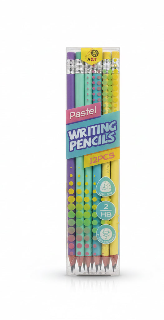 Pastel Writing pencils 12 Pcs 2HB / أقلام كتابة بألوان الباستيل 12 قطعة 2HB