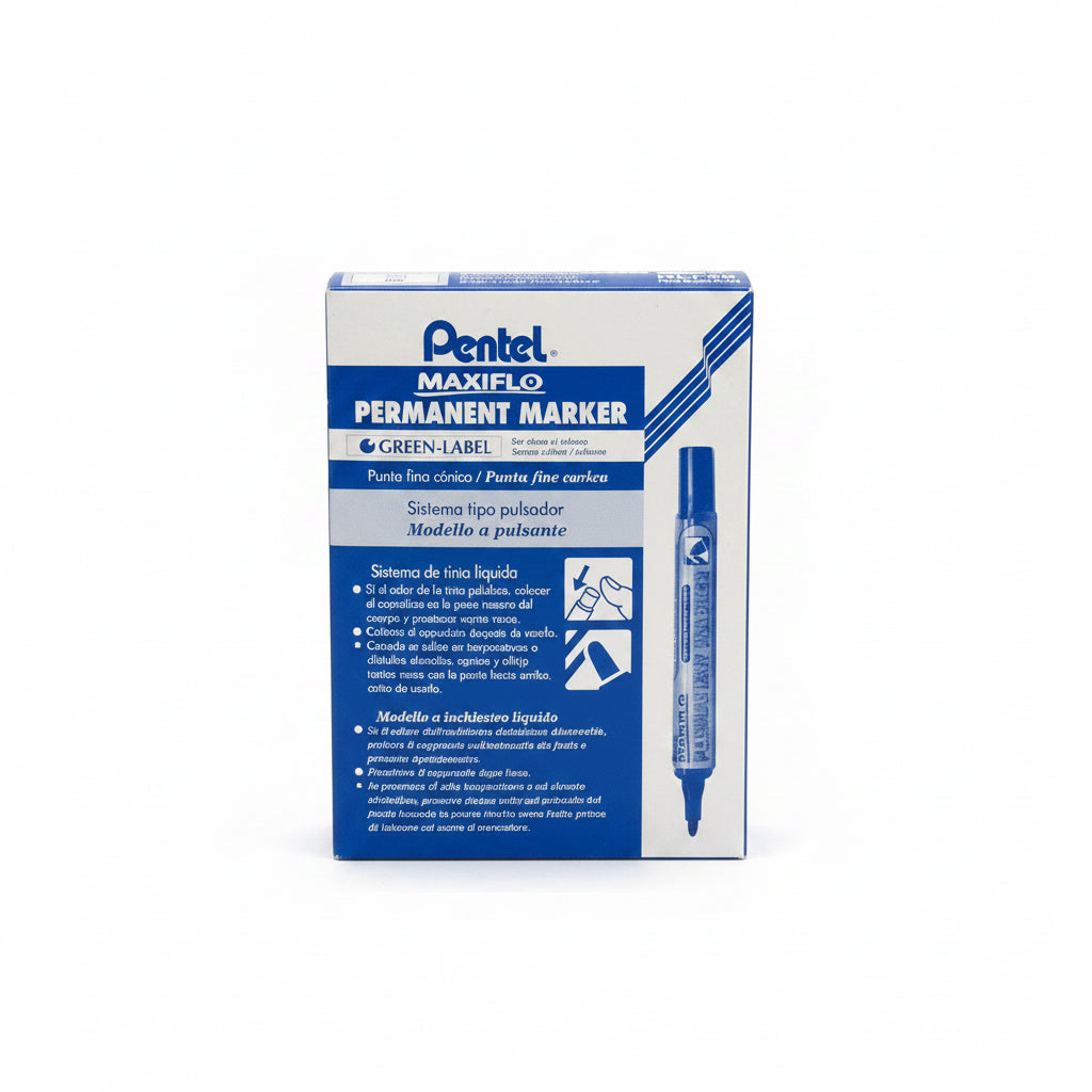 Pentel MAXIFLO Permanent marker Blue x12 / بنتل ماكسيفلو ماركر دائم أزرق × 12