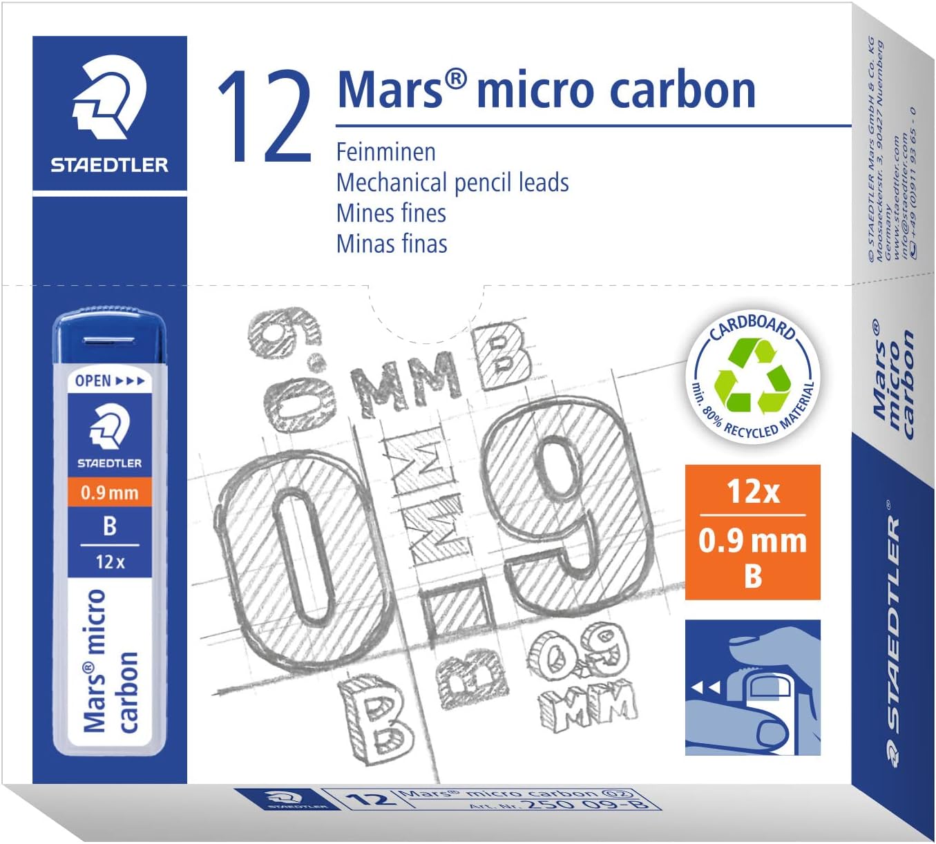 STAEDTLER Mars micro carbon 250 09 12 tubes / ستيدتلر مارس مايكرو كاربون 250 09 أنابيب 12 قطعة