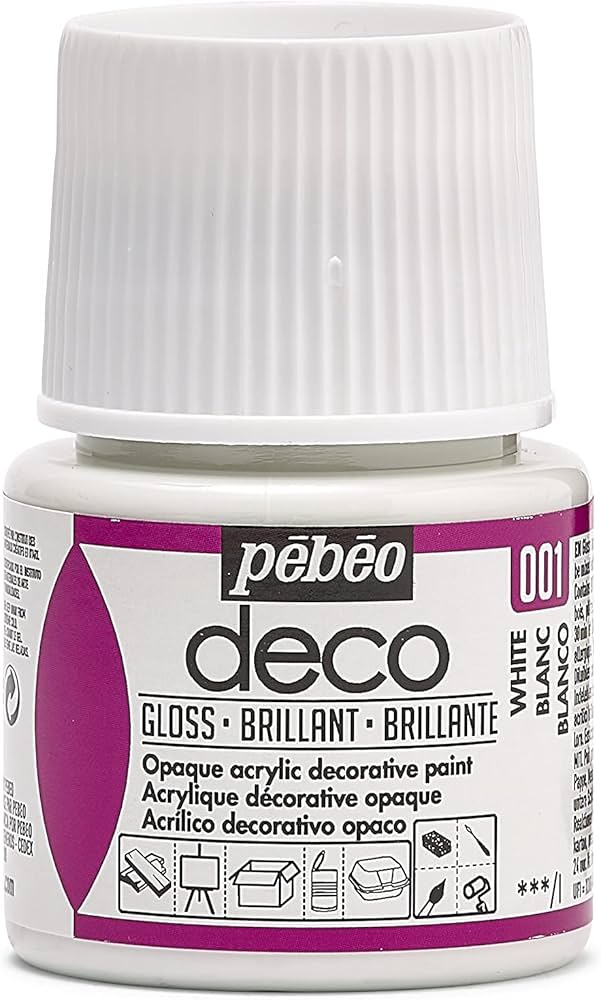 pebeo deco opaque acrylic decorative paint 001 white / بيبو ديكو طلاء أكريليك معتم أبيض 001