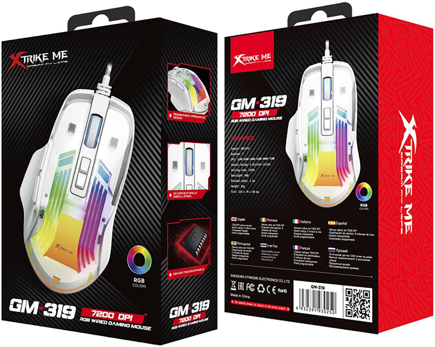 GM-319 7200 DPI RGB WIRED GAMING MOUSE/ فأرة ألعاب سلكية RGB بدقة 7200 DPI GM-319