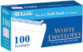 BAZIC Peel & seal White Envelopes 100 Pcs / مظاريف BAZIC لاصقة Peel & Seal عدد 100