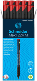 Schneider Maxx 224M Permanent marker x10 Red / شنايدر ماكس 224 M قلم ماركر دائم ×10 أحمر