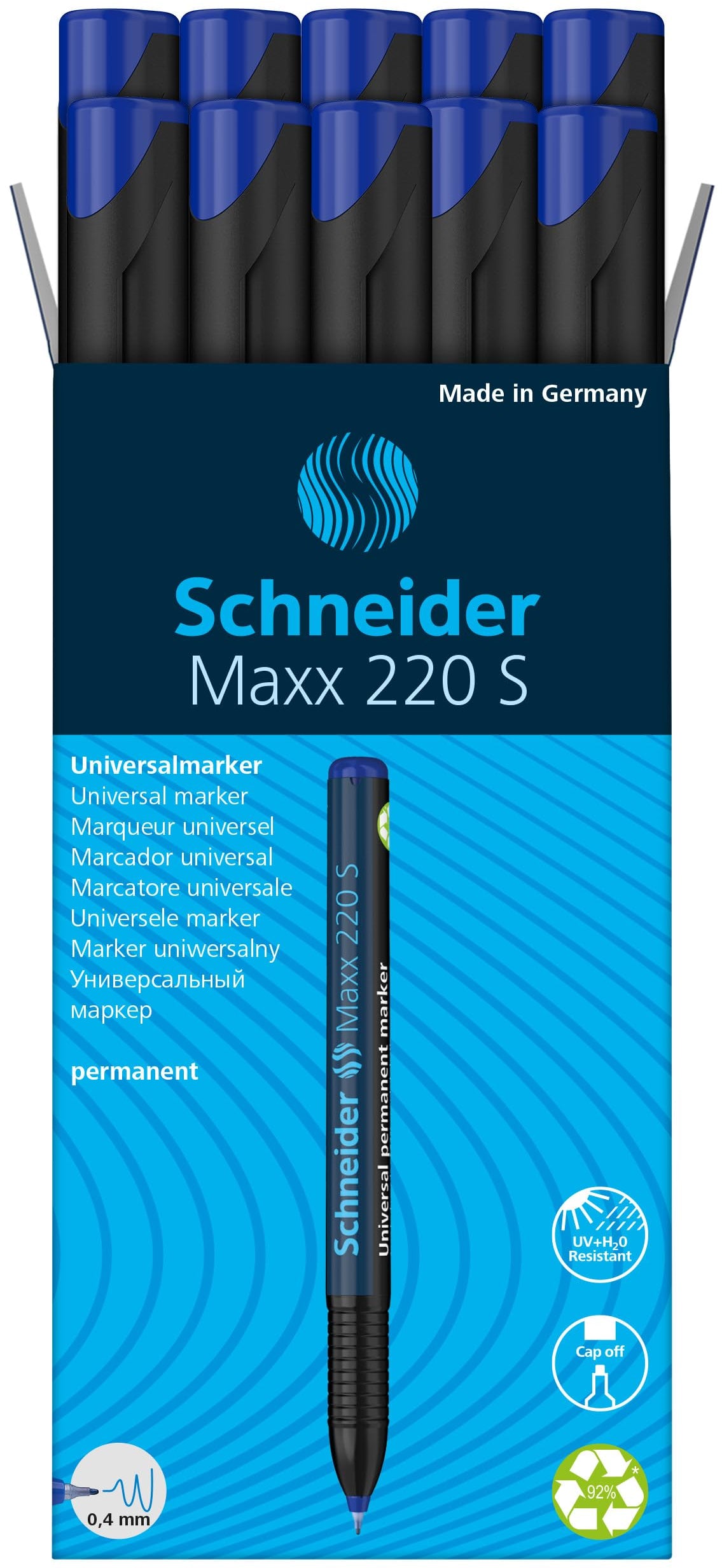 Schneider Maxx 220 S Permanent marker x10 Blue / شنايدر ماكس 220 S قلم ماركر دائم ×10 أزرق
