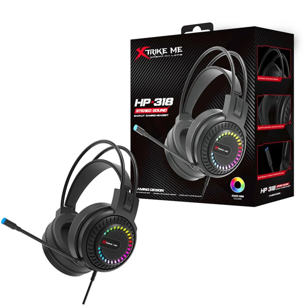 HP-318 STEREO SOUND, BACKLIT GAMING HEADSET / سماعة ألعاب بصوت ستيريو وإضاءة خلفية HP-318