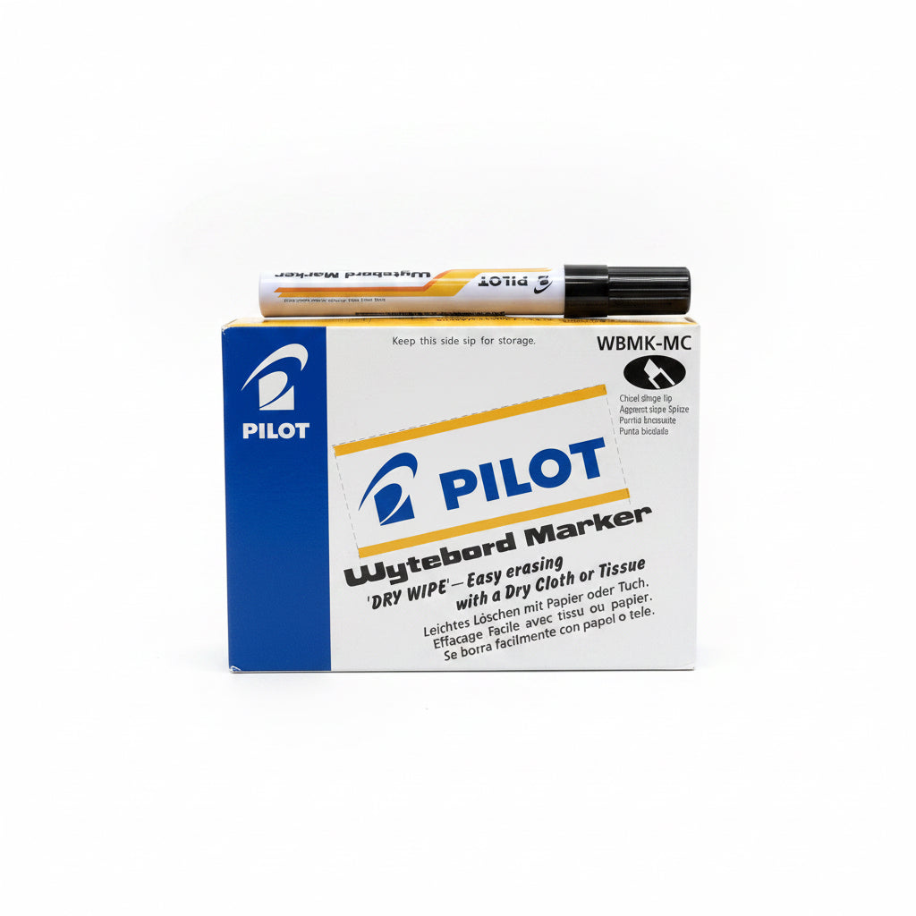 Pilot wyteboard marker Black x12 Chisel shape / بايلوت ماركر سبورة بيضاء أسود × 12 شكل سن قلم الحِفر