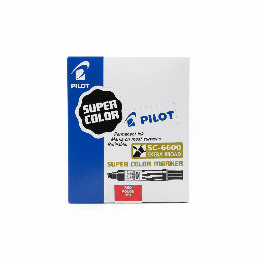 Pilot SUPER COLOR MARKER Permanent Ink Red x12 / بايلوت سوبر كالور ماركر حبر دائم أحمر 12 قطعة