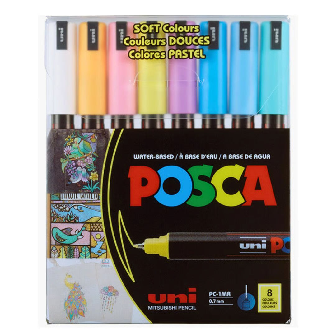 Posca 8 Colors / بوسكا – 8 ألوان (water-based PC-5M / 1.8-2.5 mm) SOFT colours