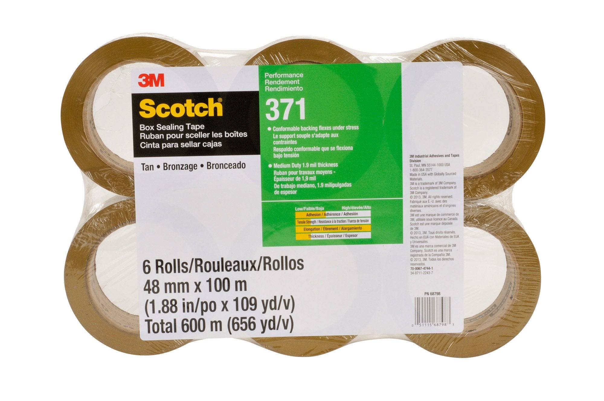 Scotch Tan Packaging Tape 6 Pcs 48mm x 100 / شريط تغليف سكوتش بلون تان 6 قطع 48مم × 100 ياردة