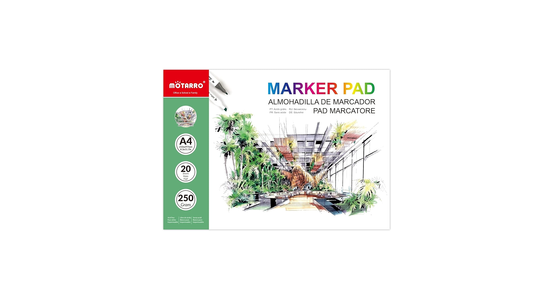Motarro MARKER PAD A5 20 Sheets 250 grams / دفتر ماركر موتارو – مقاس A5 – 20 ورقة – 250 جرام