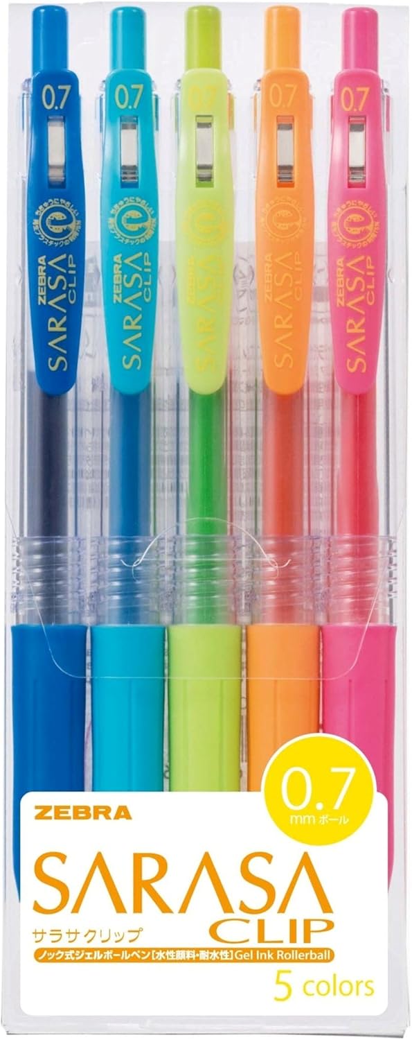 Zebra SARASA 0.7mm 5 colors / أقلام زيبرا ساراسا 0.7 مم – 5 ألوان