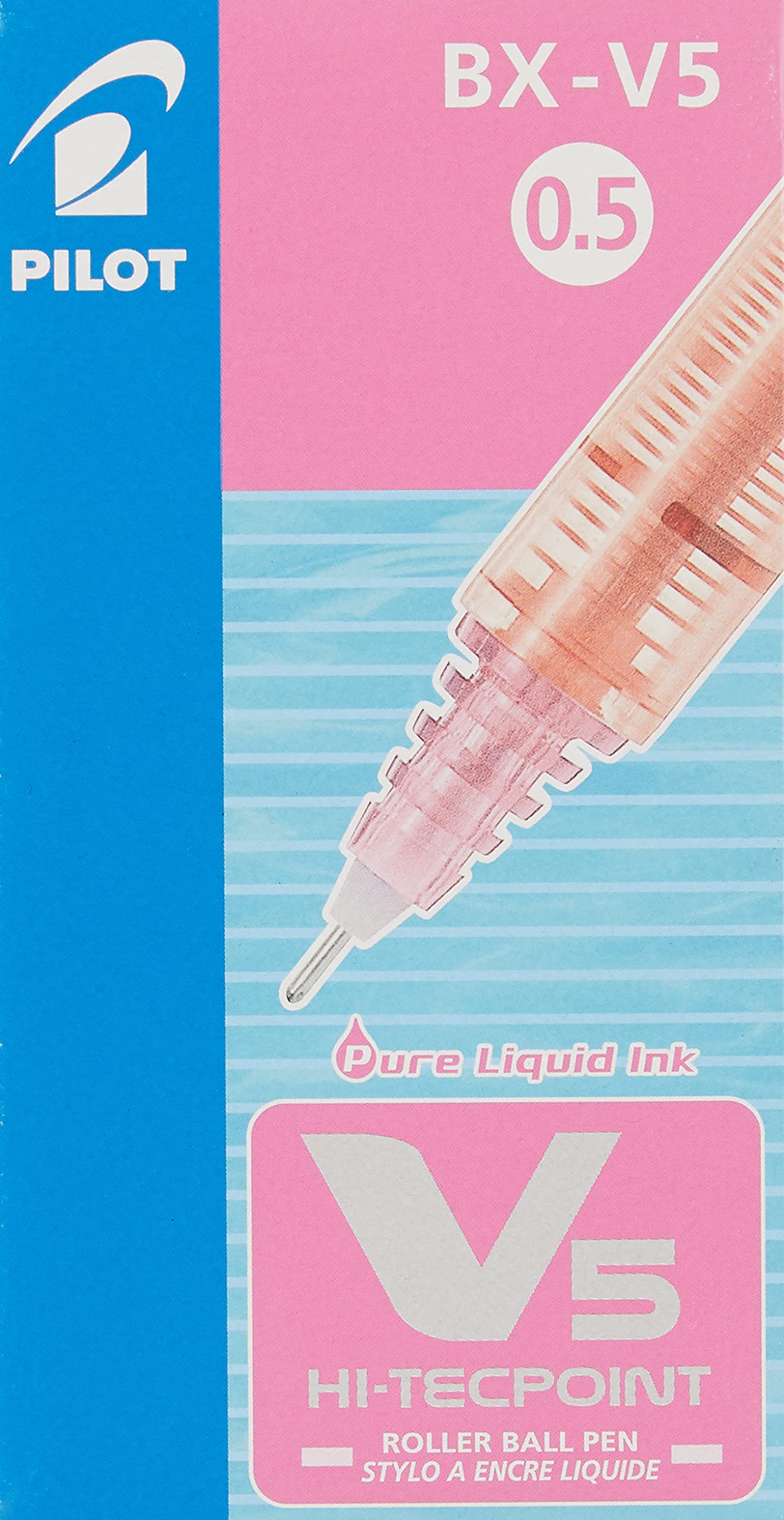 Pilot BX-V5 0.5 HI-TECPOINT x12 Pink / بايلوت BX-V5 0.5 هاي تك بوينت ×12 وردي