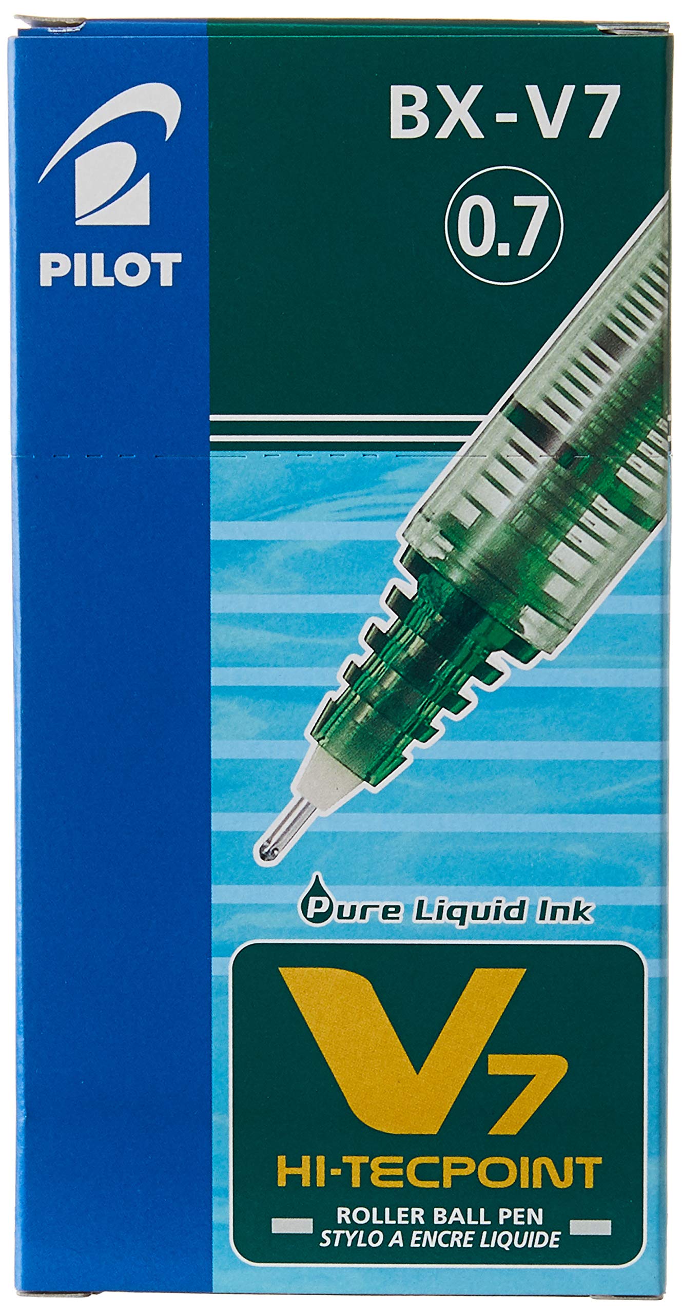 Pilot BX-V7 0.7 HI-TECPOINT x12 Green / بايلوت BX-V7 0.7 هاي تك بوينت ×12 أخضر