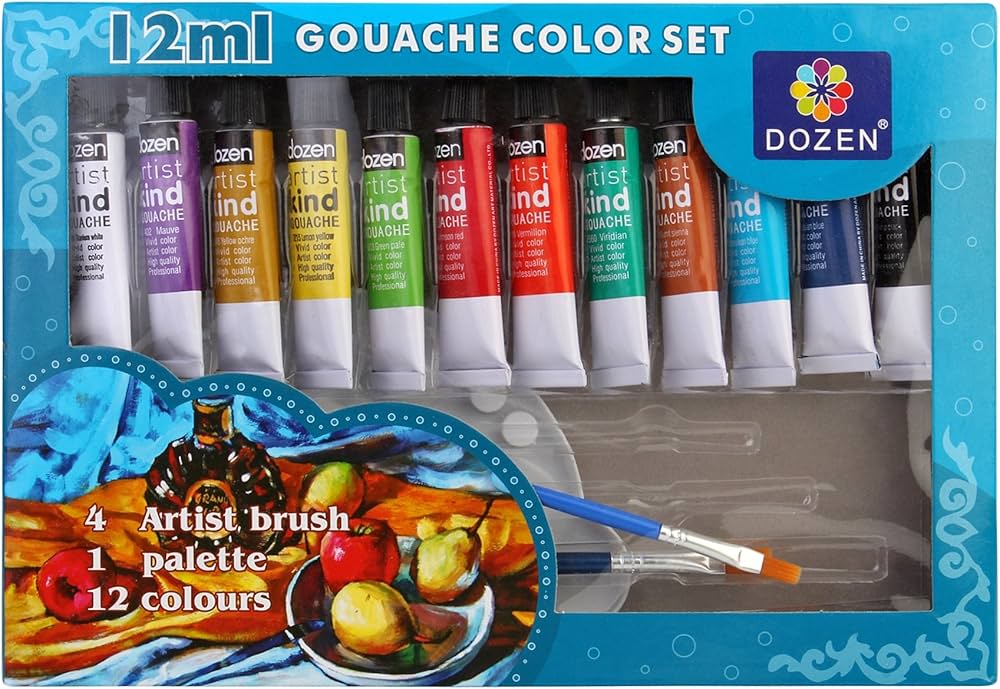 Dozen 12ml Gouache Color Set / طقم ألوان غواش 12×12 مل