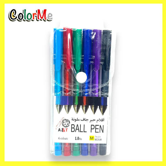 A&T BALL PEN 6Pcs 1.0mm / أقلام حبر جاف A&T – 6 قطع 1.0 مم