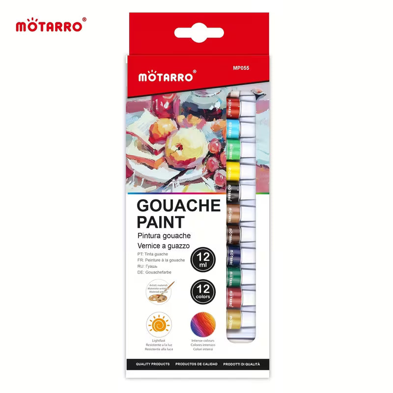 Motarro Gouache Paint 12 colors / دهان غواش موتارو 12 لونًا