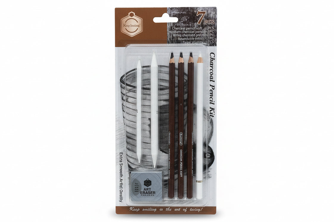 keep smiling Charcoal pencil kit / طقم أقلام فحم Keep Smiling