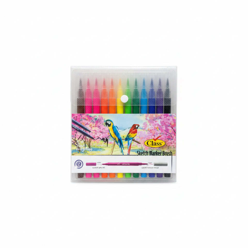 Class Sketch Marker Brush 12 pcs / أقلام تلوين/رسم Class Sketch (بفرشاة) – 12 قطعة