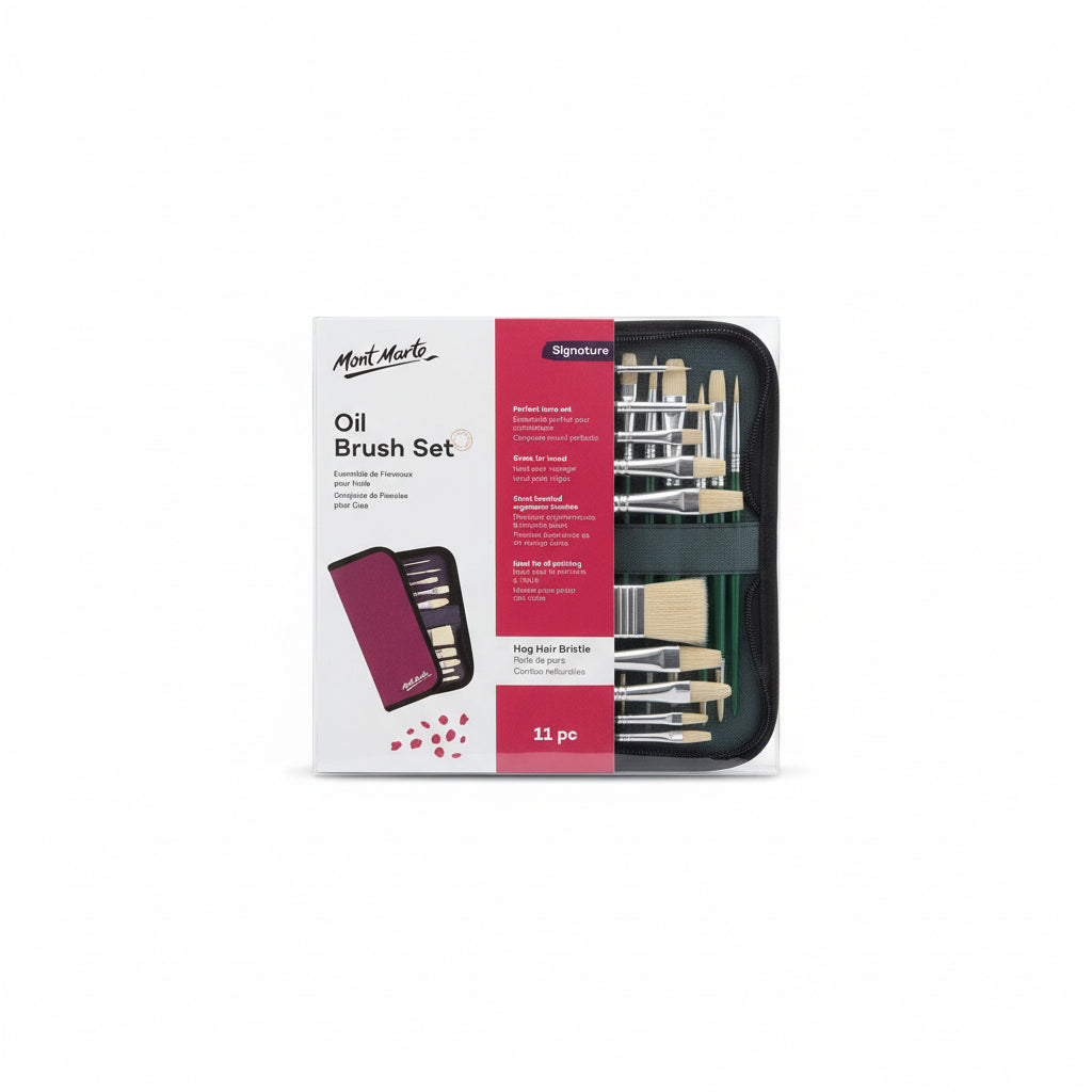 Mont marte Oil Brush Set 11 Pcs / مجموعة فراشي زيت مونت مارت – ١١ قطعة
