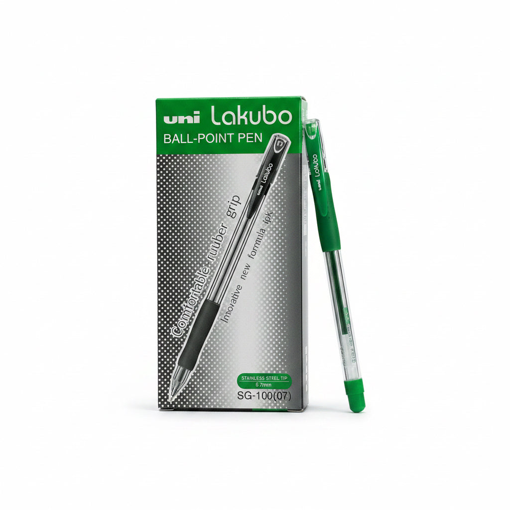 Uni Lakubo BALL-POINT PEN 0.7mm Green x12 / يوني لاكوبو قلم جاف 0.7مم أخضر ×12