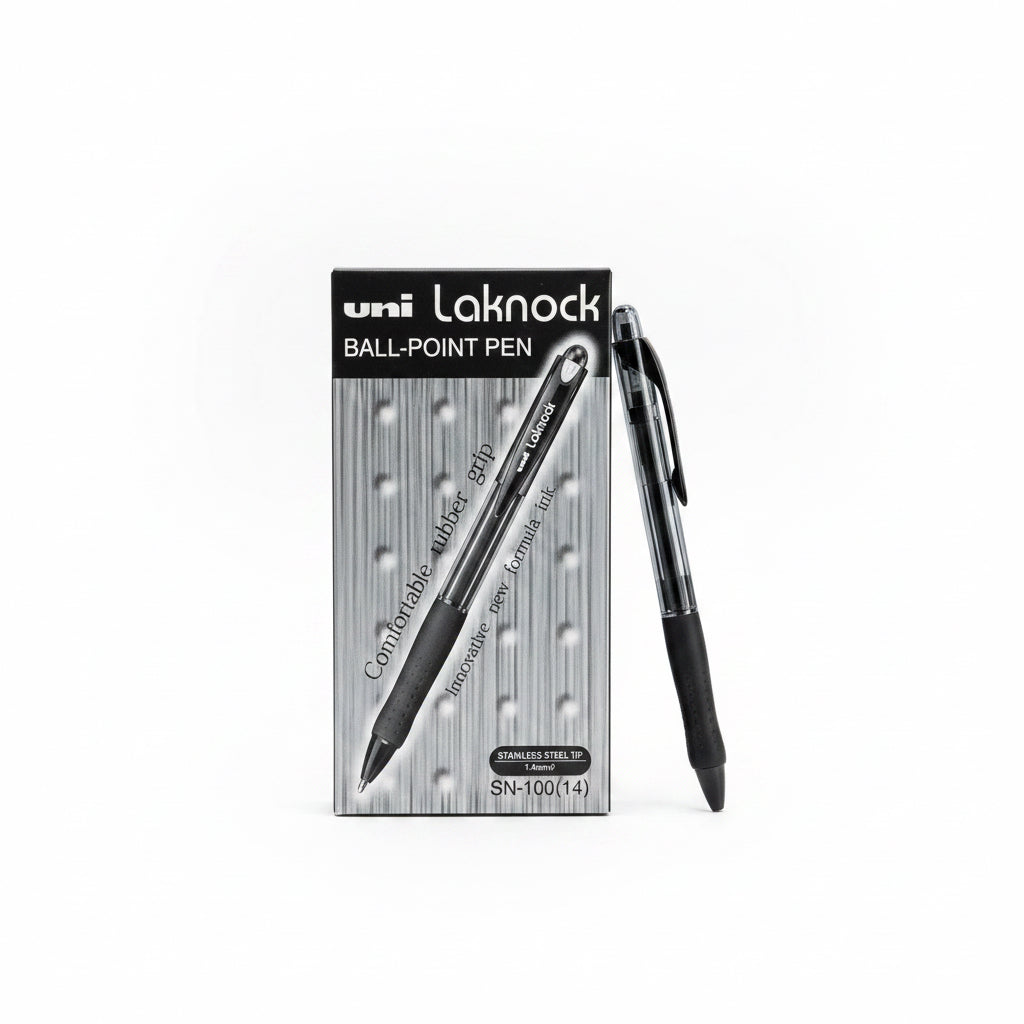 uni Laknock BALL-POINT PEN 1.4mm Black x12 / يوني لاكنوك قلم جاف 1.4مم أسود ×12