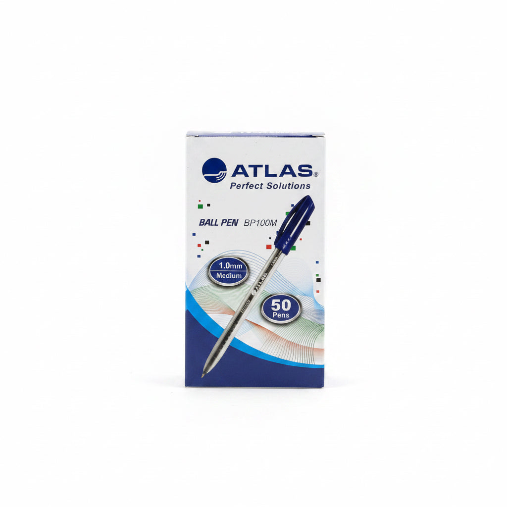 Atlas Ball Pen BP100M – Medium Tip 1.0mm (Box of 50) / أقلام حبر كروي أطلس BP100M ×50