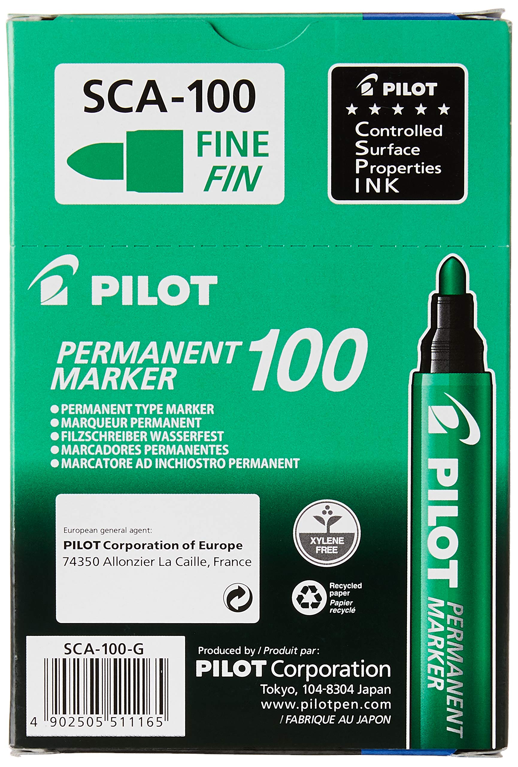 Pilot PERMANENT MARKER Green (Pack of 12) SCA-100 / اقلام ماركر بايلوت اخضر