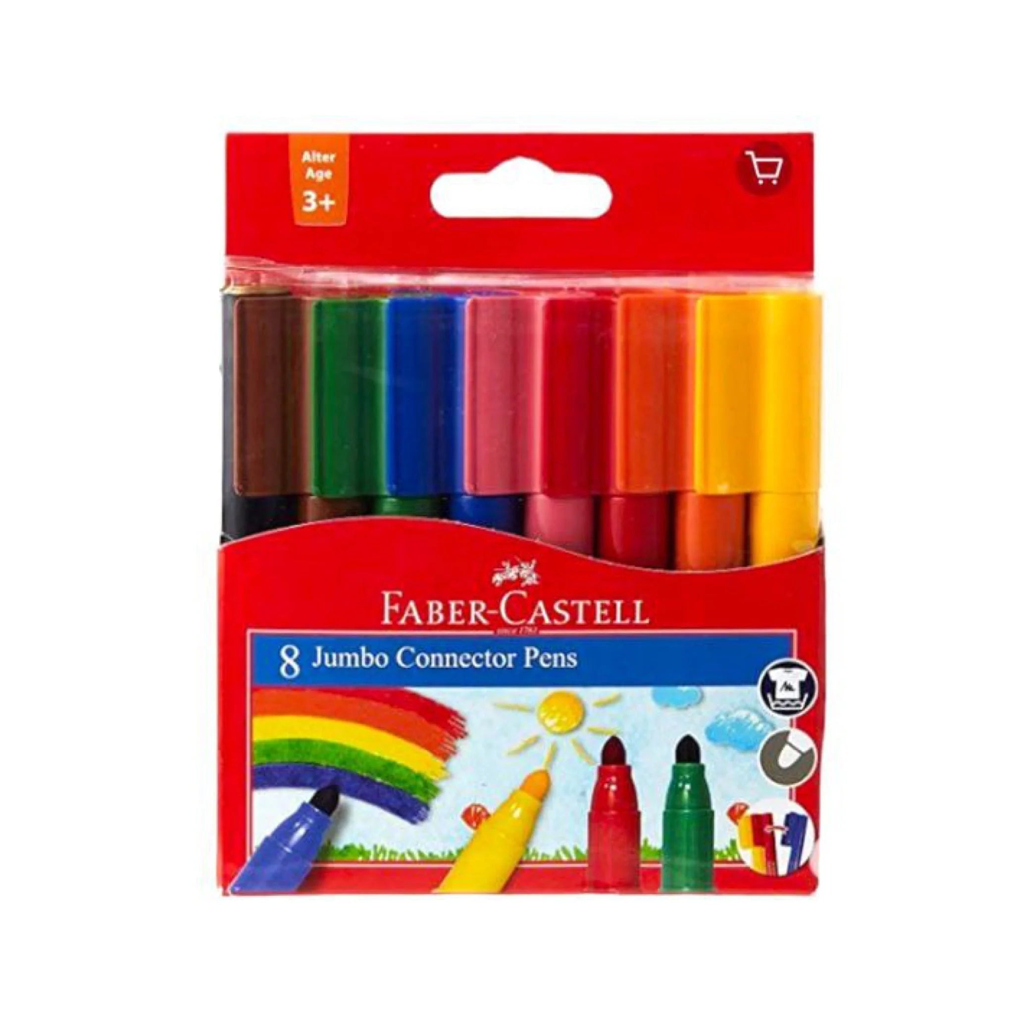 Faber Castell 8 jumbo connector Pens / فابر كاستل 8 أقلام كونكتور جامبو