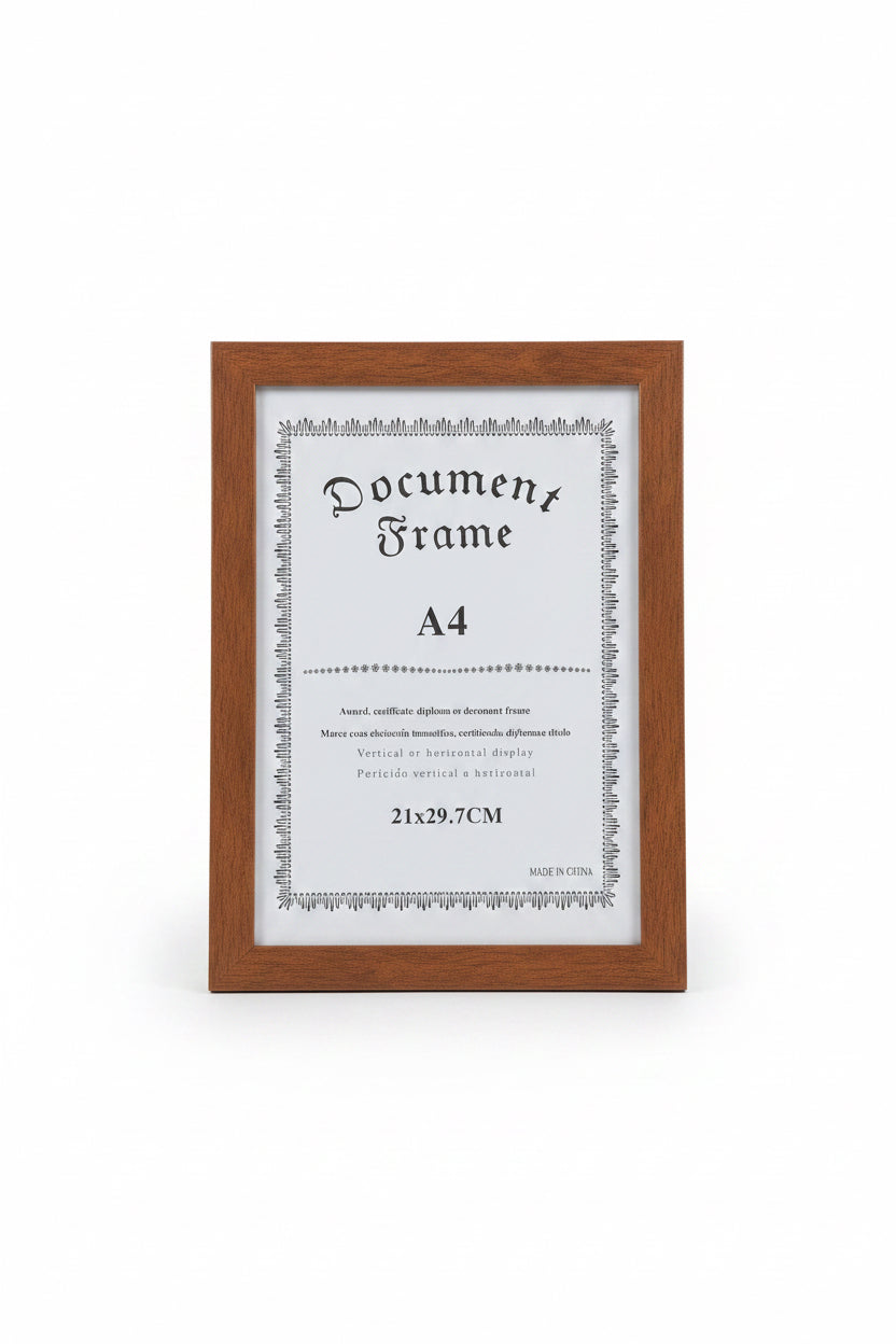 Photo or Document Frame – Dark Brown Wood A4 / إطار صورة أو وثيقة – خشب بني داكن A4