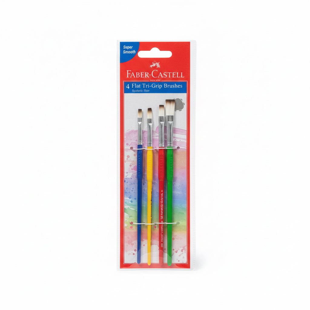 Faber castell 4 flat trip-grip Brushes / فابر-كاستل 4 فرش مسطحة ثلاثية المقبض