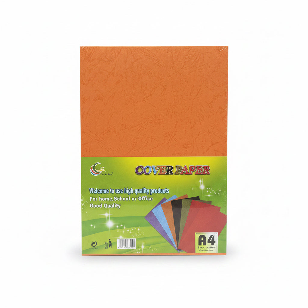 Cover Paper A4 100 Sheets Orange / ورق تغليف A4 – 100 ورقة، برتقالي