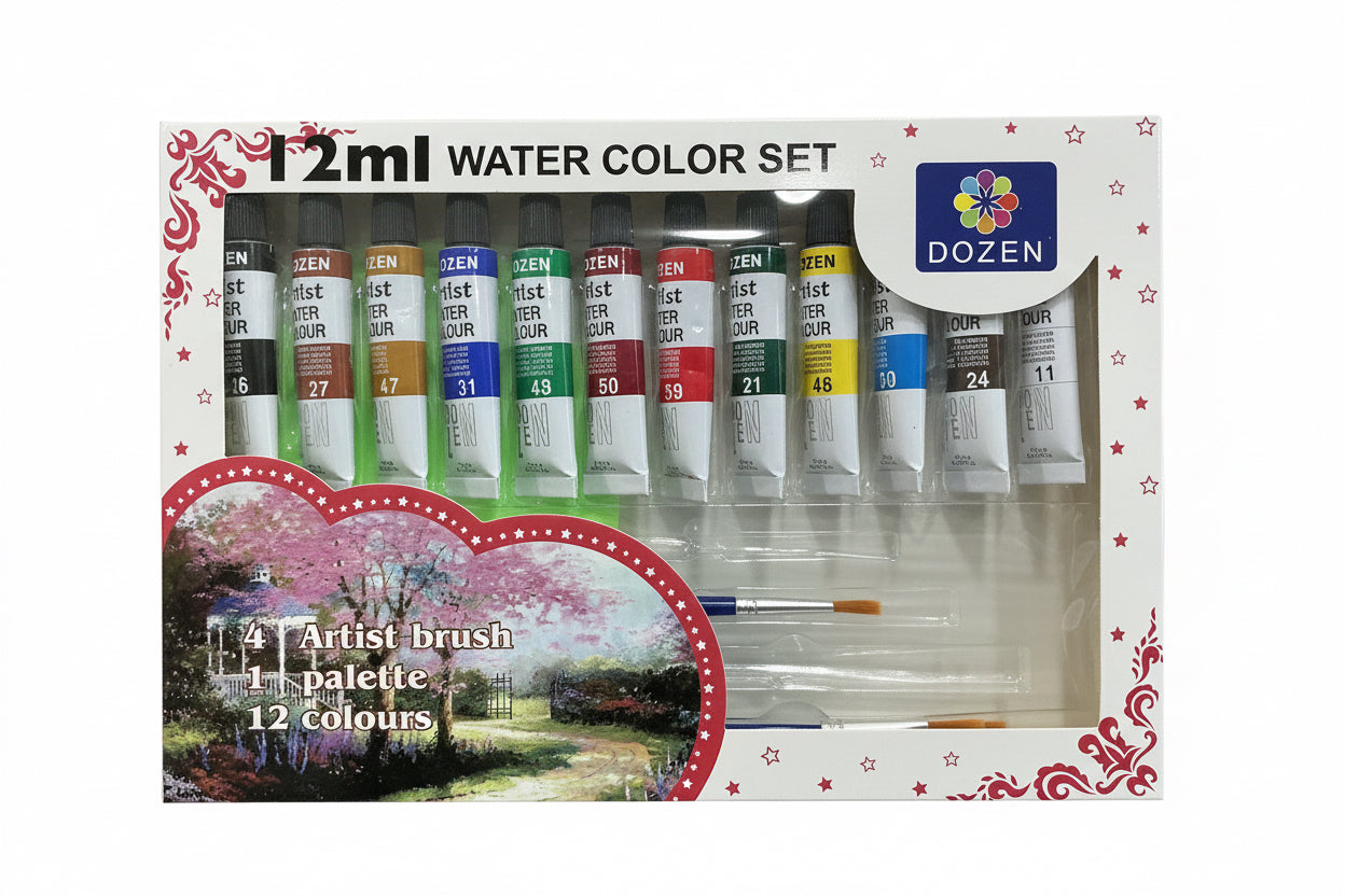 Dozen 12ml water color Set / طقم ألوان مائية 12×12 مل
