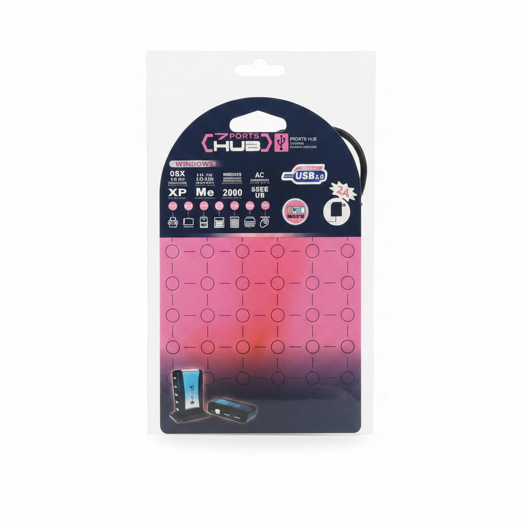 7 Port USB Hub 2.0 480 Mps / موزّع USB ‏2.0 بسبعة منافذ (480Mbps)
