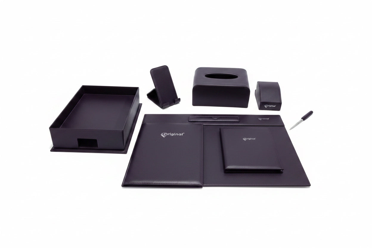 original office leather set violet 8 products / طقم مكتب جلد بنفسجي اوريجينال ٨ قطع
