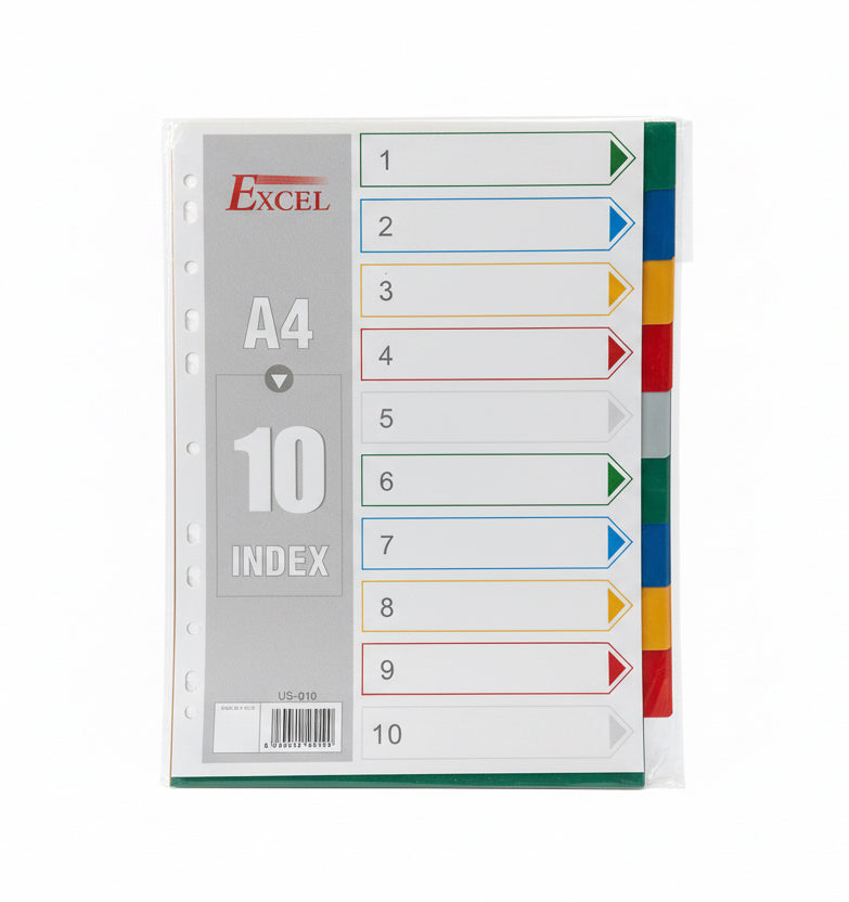 Excel 10 INDEX A4 / فواصل Excel عدد 10 مقاس A4