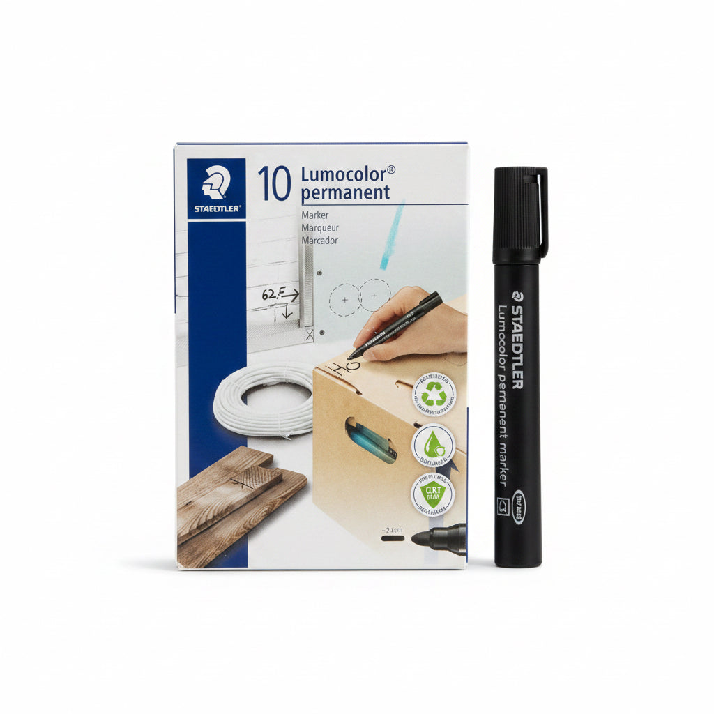 STAEDTLER Lumocolor permanent marker Black x10 / أقلام تحديد دائم ستيدتلر لومو-كولور — أسود × 10