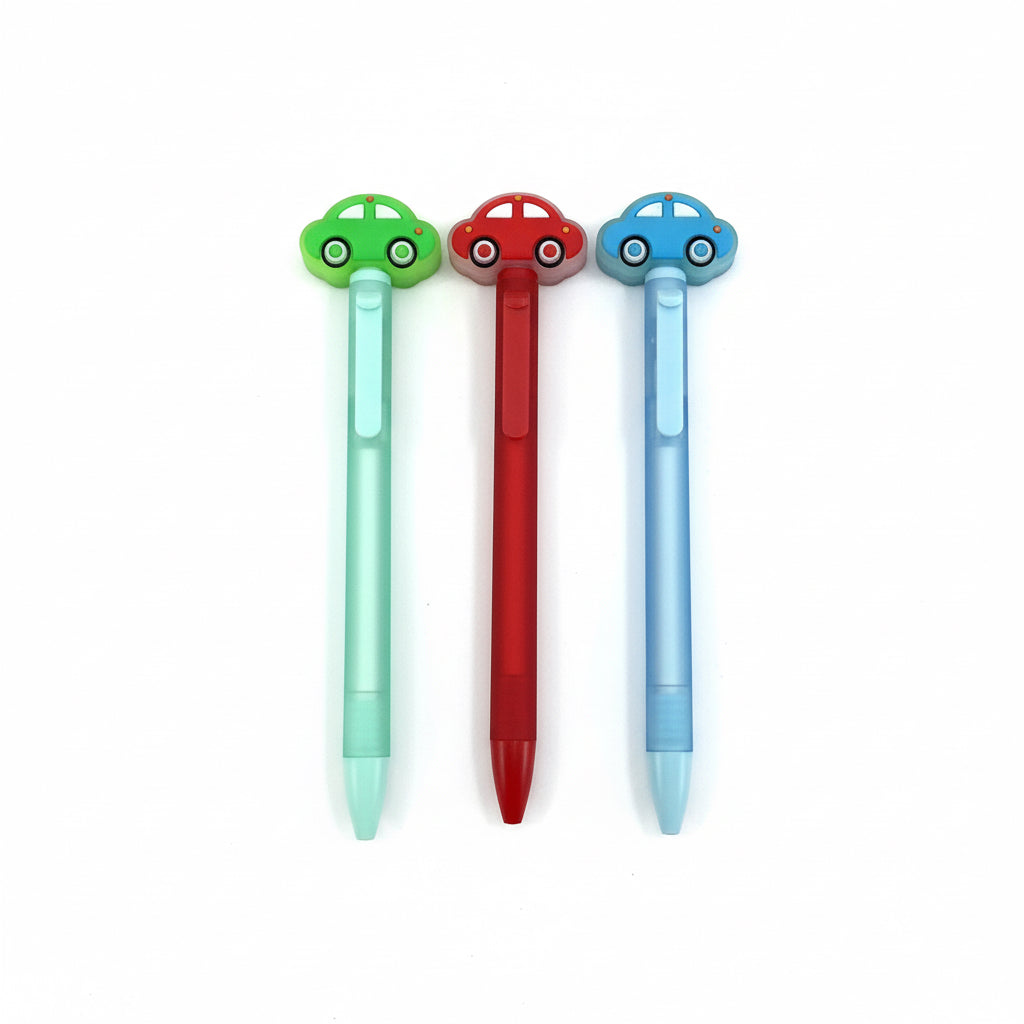 Pens with car at top Red / أقلام بسيارة في الأعلى – أحمر