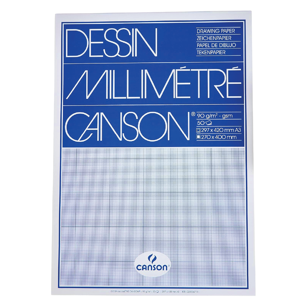 DESSIN MILLIMETRE CANSON, Drawing paper A3 50 Sheets / ورق رسم مليمتر من كانسون، مقاس A3 – عدد 50 ورقة