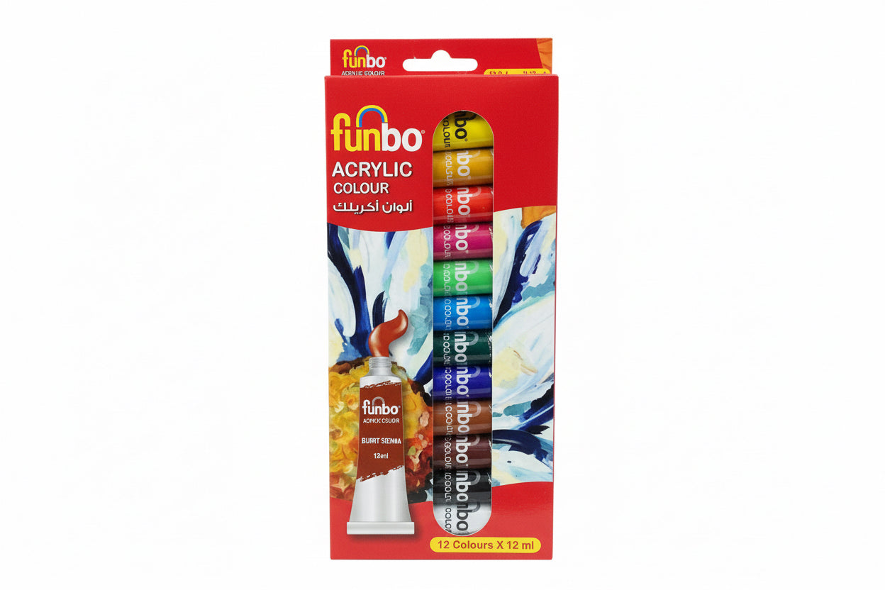Funbo Acrylic Colour 12 Colours x 12ml / ألوان أكريليك فنبو 12 لون × 12 مل