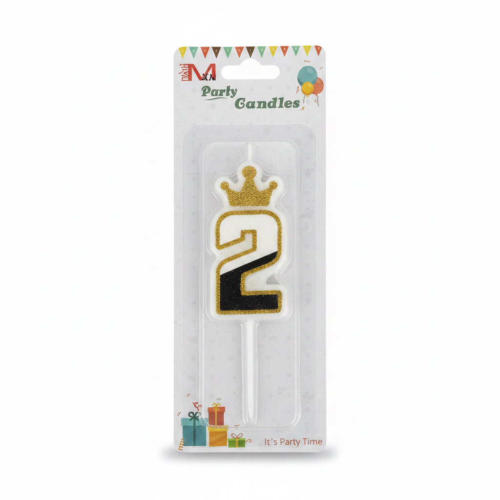 Party Candles Golden With Crown – Number 7 / شموع حفلات ذهبية مع تاج – رقم ٧