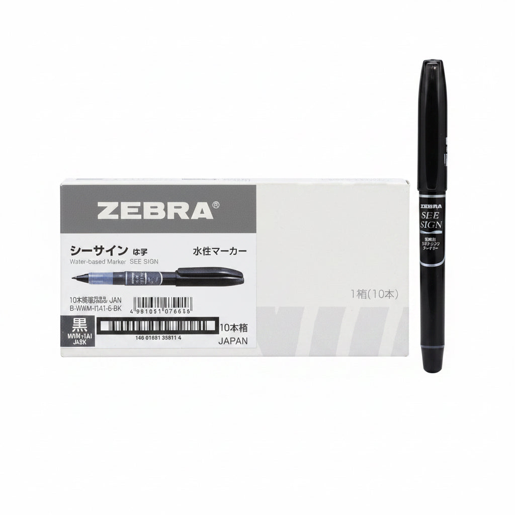 Zebra Water-based marker SEE SIGN x10 Black / زيبرا ماركر مائي علامة رؤية ×10 أسود