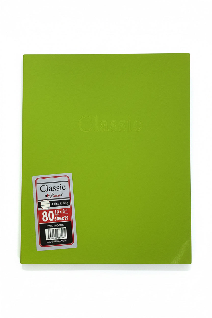 Classic 4 Line Ruling 10x8" 80 Sheets English / دفتر كلاسيك إنجليزي ٤ أسطر ١٠×٨ بوصة ٨٠ ورقة