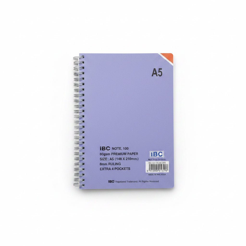 IBC 100 A5 Notebook EXTRA 4 POCKETS / دفتر ملاحظات A5 من IBC – 100 ورقة مع 4 جيوب إضافية