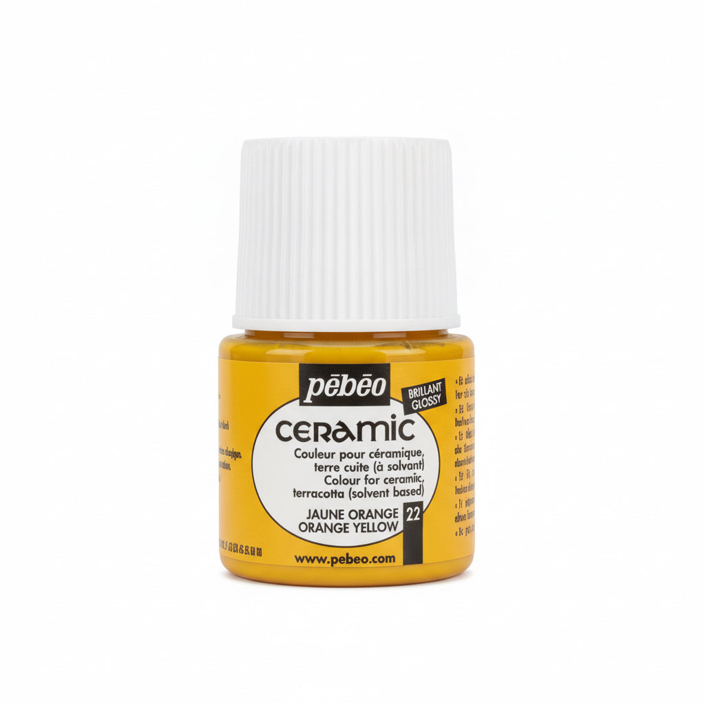 Pebeo Ceramic Gloss Paint Orange Yellow / بيبو سيراميك لون لامع أصفر برتقالي